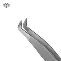 Diamond Series round boot eyelash extension tweezers with precision-engineered tip for volume lash work and isolation