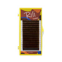 Rili Cookie milk chocolate brown eyelash extensions 16 line mix tray - professional lash supplies