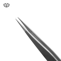 Diamond Series standard straight eyelash extension tweezers with micro-textured stainless steel tips for precise lash isolation