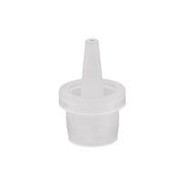 Clear plastic funnel on a white background