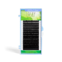 Lashy professional volume lash extensions 16-line green tray with foil base technology and mixed lengths