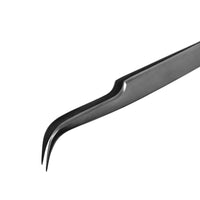 Curved isolation tweezers for eyelash extensions by Lovely with hand-sharpened tips for comfortable lash isolation