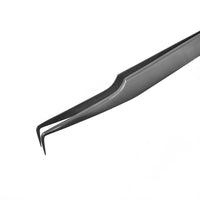 Professional 90 degree eyelash extension tweezers by Lovely for classic and volume lash application with hand-sharpened precision tips